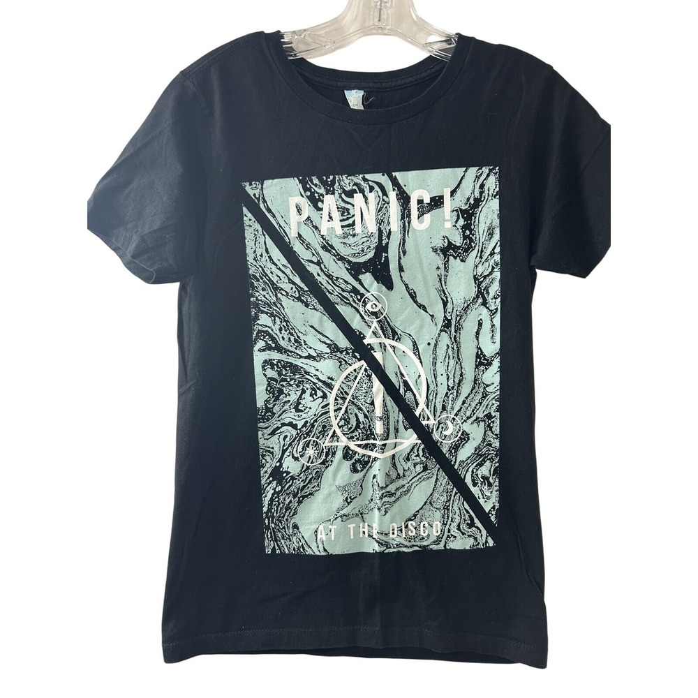Panic At The Disco Band T-Shirt Black Marble Graphic P!ATD Logo Mens XS Pacific